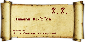 Klemens Klára névjegykártya